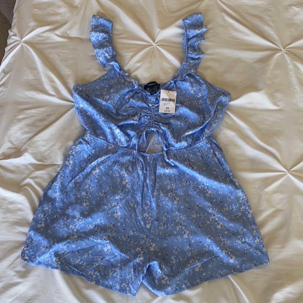 Blue Strappy Forever 21 Romper with Cut Out Size 2X
